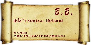Bárkovics Botond névjegykártya